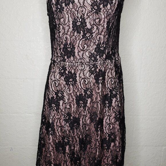 Charlotte Russe Black Lace Overlay Cut Out Dress L - Picture 6 of 16